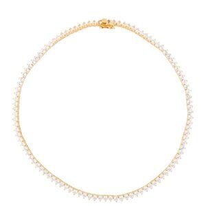 DORSEY BENNINGTON 3-PRONG 3.5MM, LAB WHITE SAPPHIRE GOLD RIVIÈRE NECKLACE